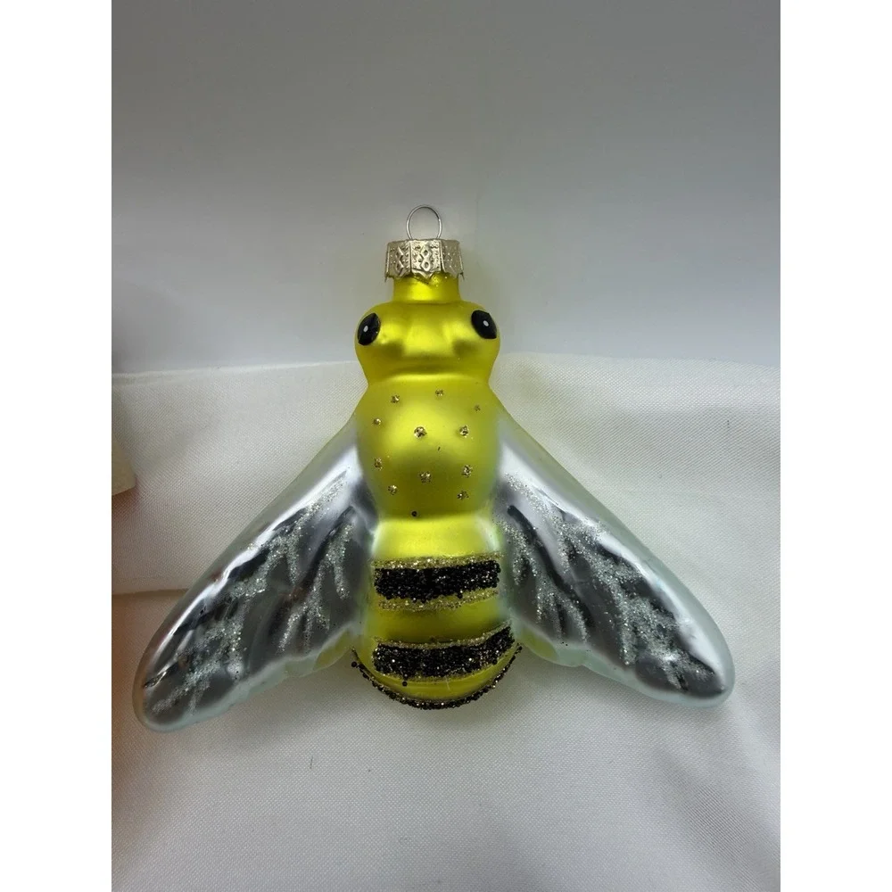 Martha Stewart Set of 2 Glass Plastic Ornaments Bee Jar